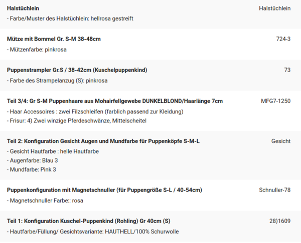 WUNSCHPUPPE für Bestellung 202000740