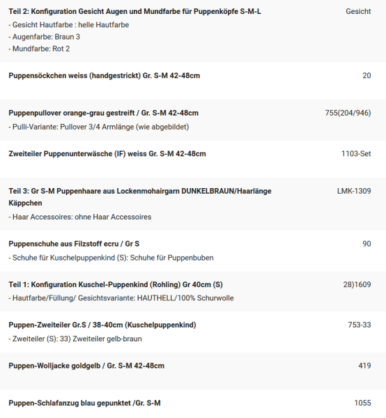 WUNSCHPUPPE für Bestellung 202000745