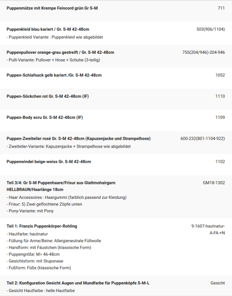 WUNSCHPUPPE für Bestellung 202000757