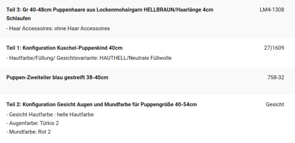 WUNSCHPUPPE für Bestellung 202000795