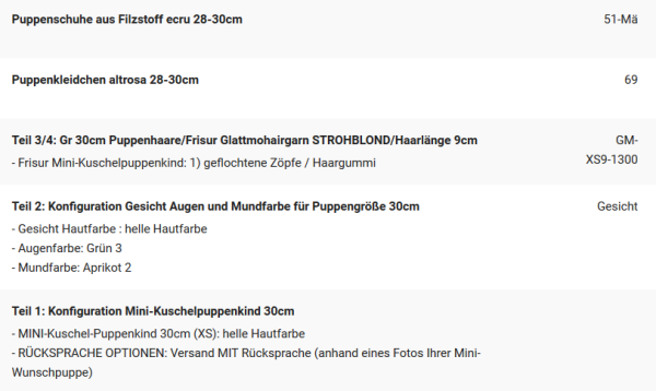 WUNSCHPUPPE für Bestellung 202000803