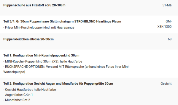 WUNSCHPUPPE für Bestellung 202000804