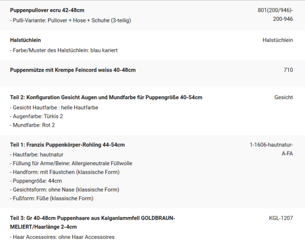 WUNSCHPUPPE für Bestellung 202000866