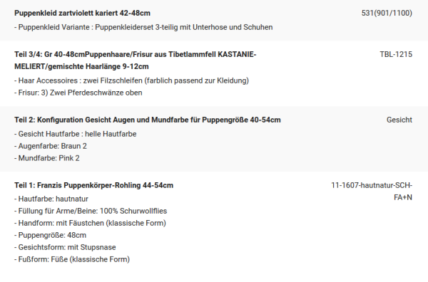 WUNSCHPUPPE für Bestellung 202000883