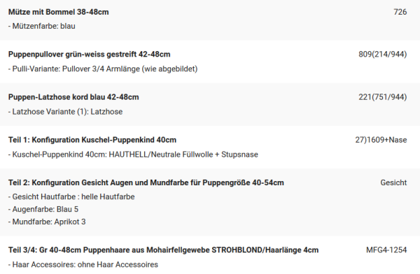 WUNSCHPUPPE für Bestellung 202000892
