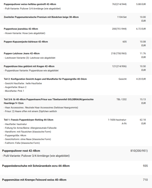 WUNSCHPUPPE für Bestellung 202000893