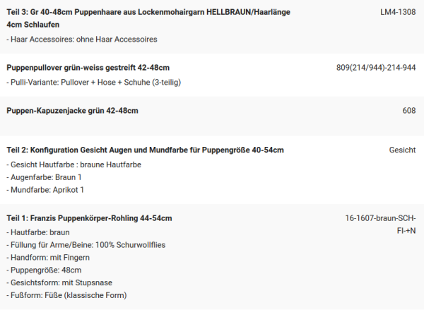 WUNSCHPUPPE für Bestellung 202000906