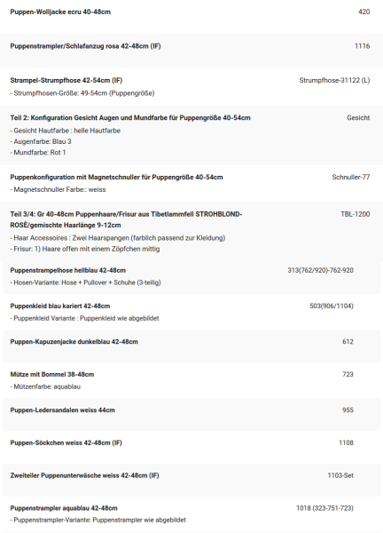 WUNSCHPUPPE für Bestellung 202000909