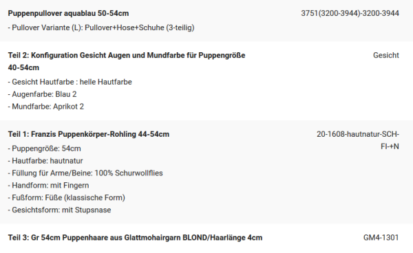 WUNSCHPUPPE für Bestellung 202000914