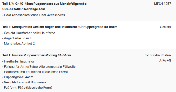 WUNSCHPUPPE für Bestellung 202000916