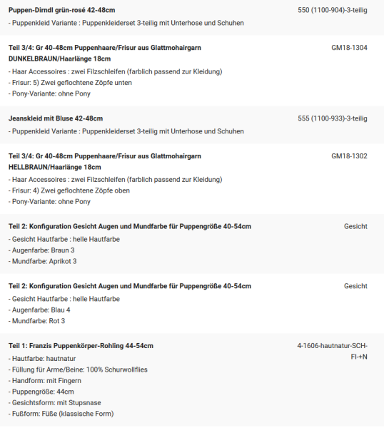 WUNSCHPUPPE für Bestellung 202000956