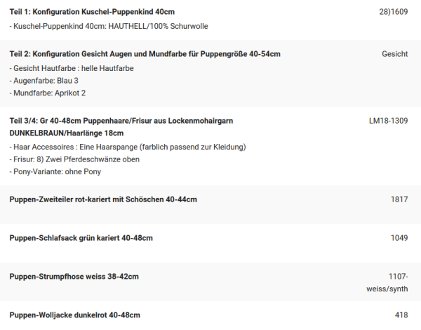 WUNSCHPUPPE für Bestellung 202000972