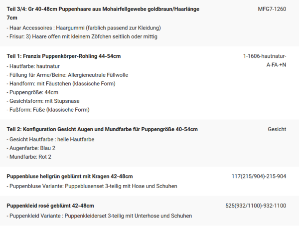 WUNSCHPUPPE für Bestellung 202000997