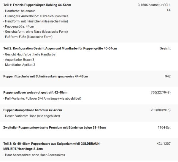 WUNSCHPUPPE für Bestellung 202001013