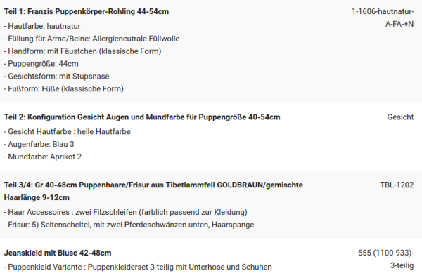 WUNSCHPUPPE für Bestellung 202001024