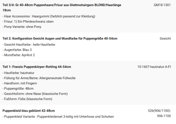 WUNSCHPUPPE für Bestellung 202001031