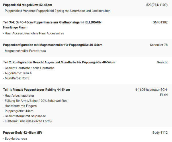 WUNSCHPUPPE für Bestellung 202001034
