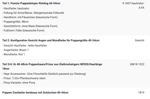 WUNSCHPUPPE für Bestellung 202001040
