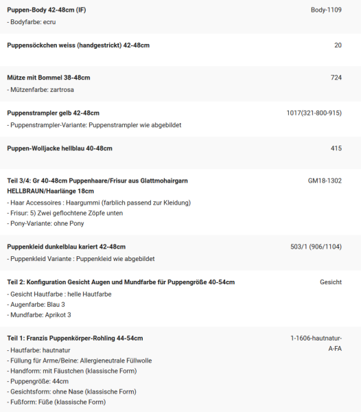 WUNSCHPUPPE für Bestellung 202001047
