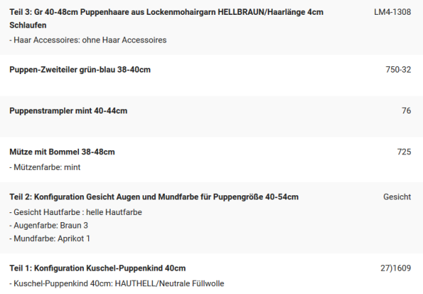 WUNSCHPUPPE für Bestellung 202001072