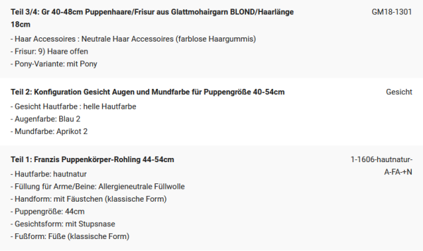 WUNSCHPUPPE für Bestellung 202001108
