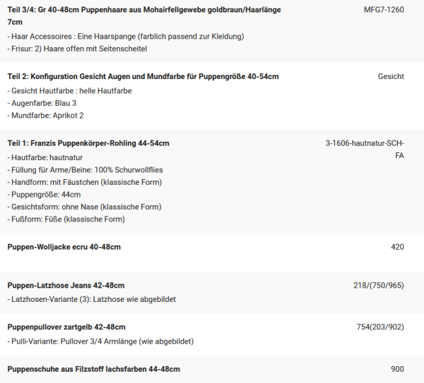 WUNSCHPUPPE für Bestellung 202001131