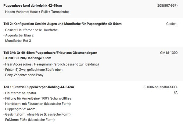 WUNSCHPUPPE für Bestellung 202001132