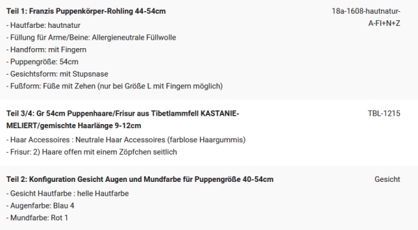 WUNSCHPUPPE für Bestellung 202001145