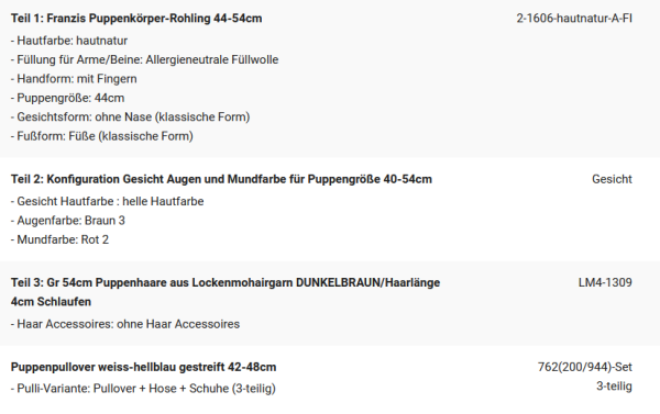 WUNSCHPUPPE für Bestellung 202001157