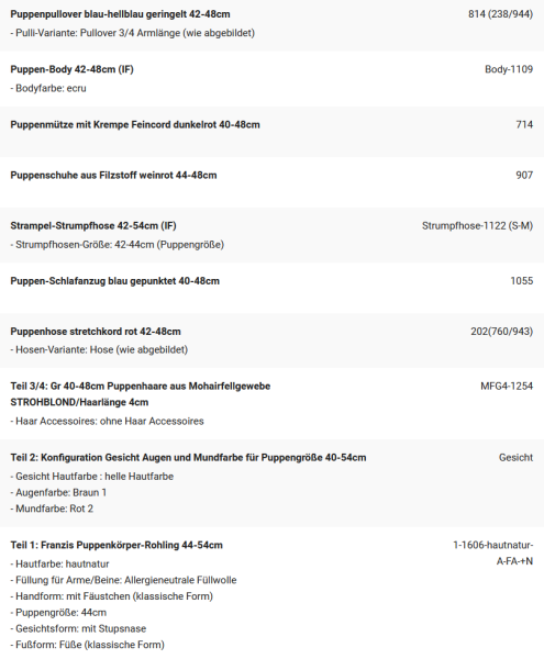 WUNSCHPUPPE für Bestellung 202001199
