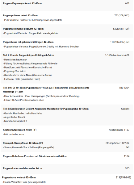 WUNSCHPUPPE für Bestellung 202001202