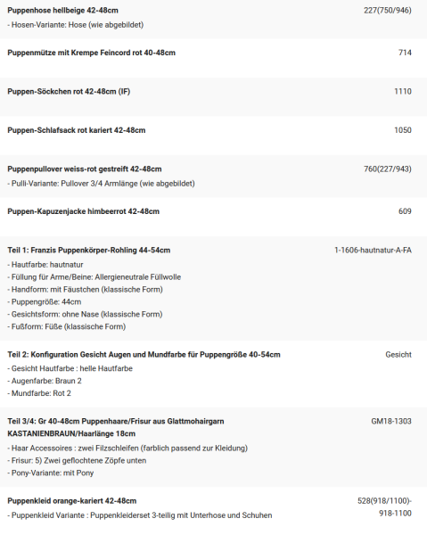WUNSCHPUPPE für Bestellung 202001404