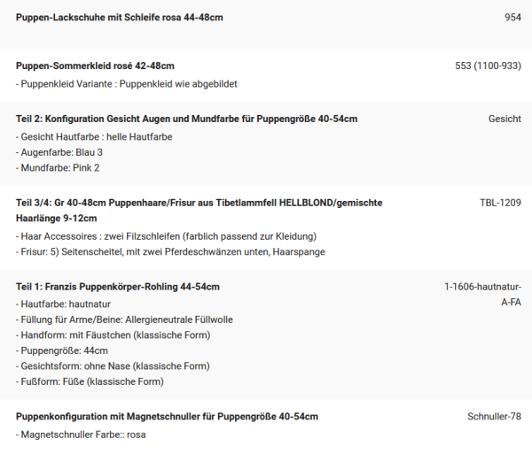 WUNSCHPUPPE für Bestellung 202001205