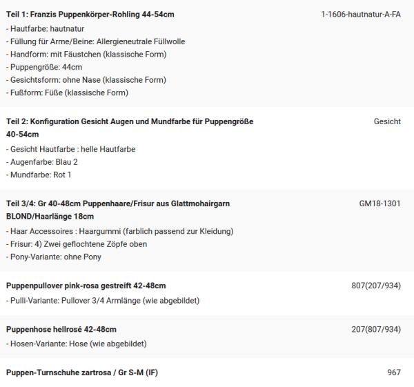 WUNSCHPUPPE für Bestellung 202001209
