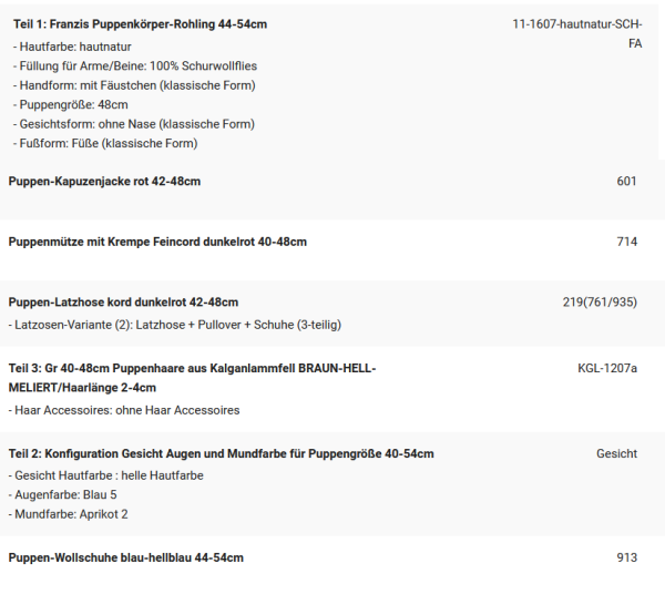 WUNSCHPUPPE für Bestellung 202001226