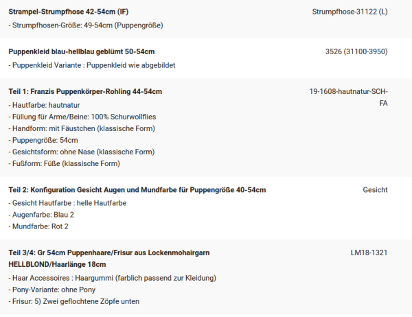 WUNSCHPUPPE für Bestellung 202001226