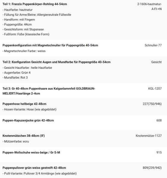 WUNSCHPUPPE für Bestellung 202001239