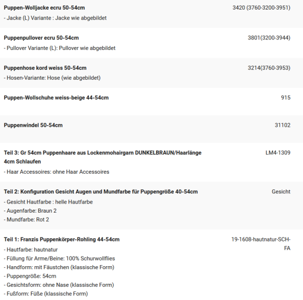 WUNSCHPUPPE für Bestellung 202001240