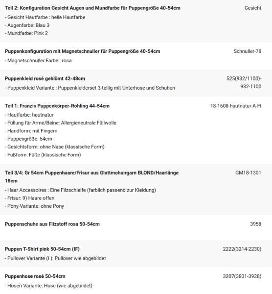 WUNSCHPUPPE für Bestellung 202001244