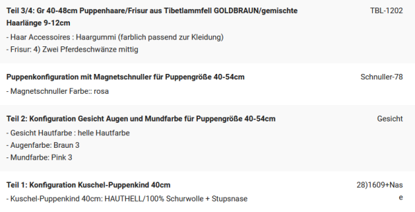 WUNSCHPUPPE für Bestellung 202001249