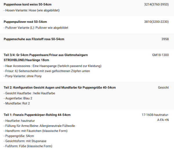 WUNSCHPUPPE für Bestellung 202001261
