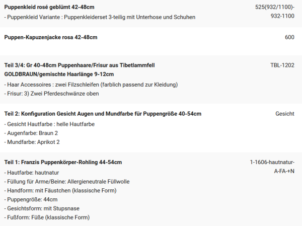 WUNSCHPUPPE für Bestellung 202001267