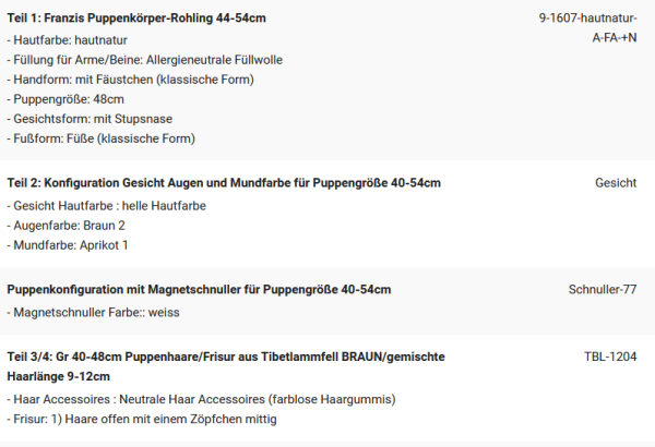 WUNSCHPUPPE für Bestellung 202001278
