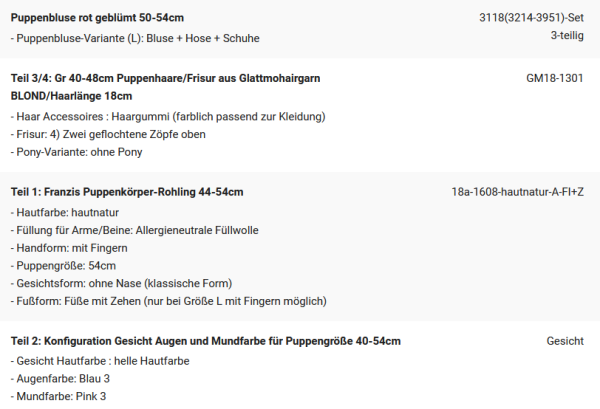 WUNSCHPUPPE für Bestellung 202001283