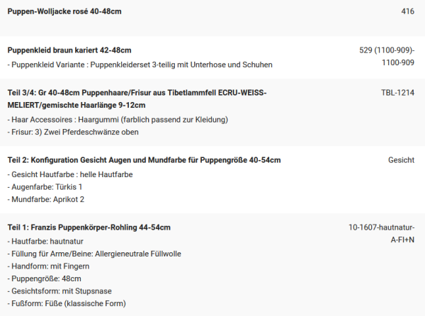 WUNSCHPUPPE für Bestellung 202001287