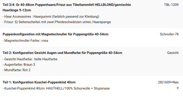 WUNSCHPUPPE für Bestellung 202001294