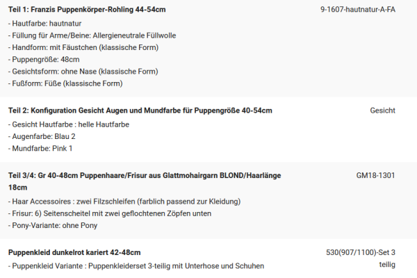WUNSCHPUPPE für Bestellung 202001296