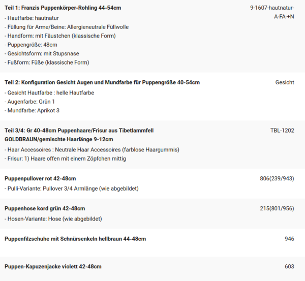 WUNSCHPUPPE für Bestellung 202001306