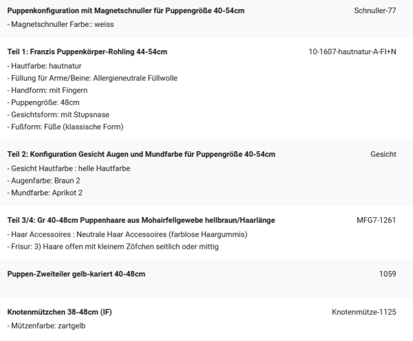WUNSCHPUPPE für Bestellung 202001368