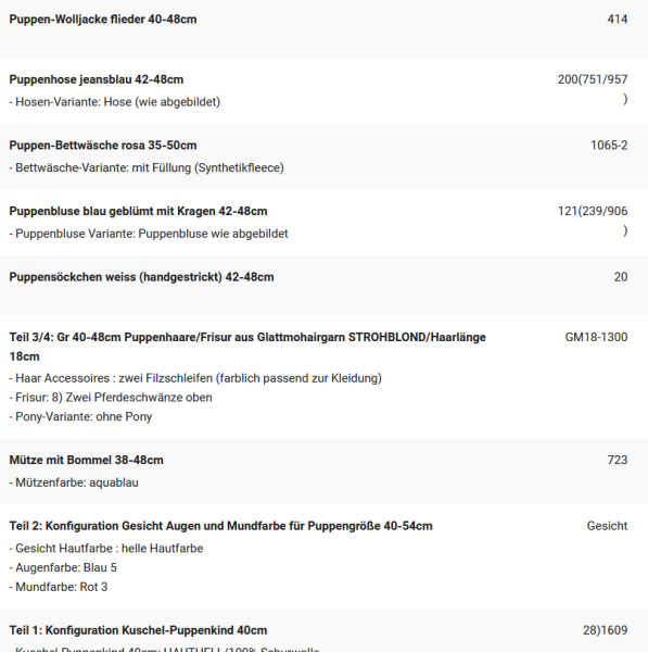 WUNSCHPUPPE für Bestellung 202001375